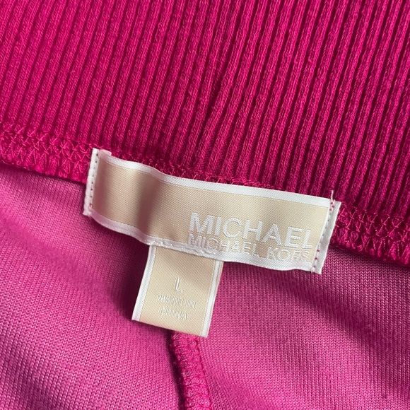 Michael Michael Kors Deep Fuchsia Plush Velour MK Logo Tracksuit Size L NWT - Picture 7 of 11